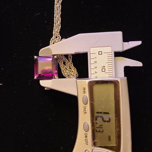 Vintage 6Ct Princess Cut Pendant on a 20 in Silver Rope💜 - Picture 6 of 7